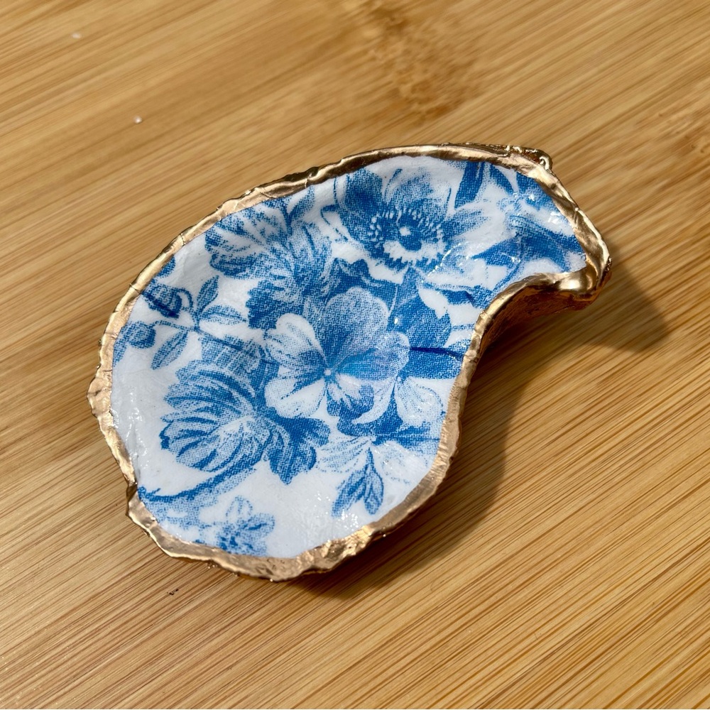 Hand Painted Real Natural Oyster Shell Trinket Dish